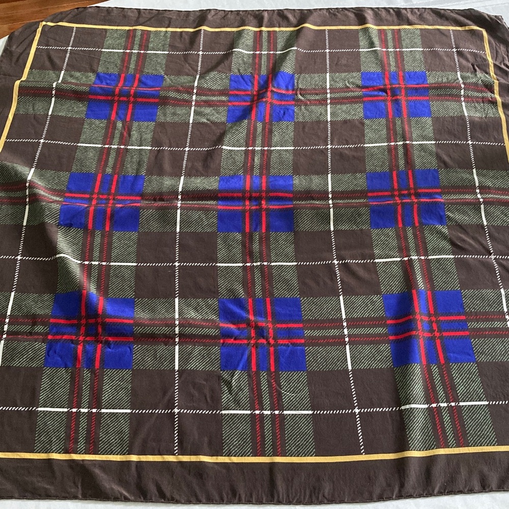 Vintage Silk Plaid Scarf